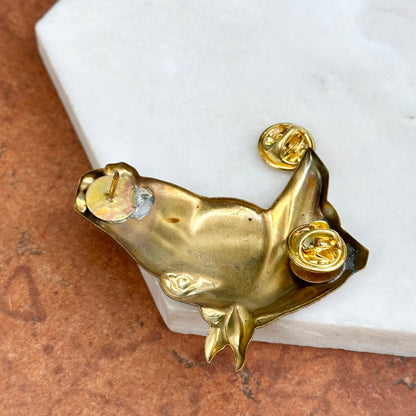 Estate Brass Polished Large Hollow Horse Head Pin Brooch