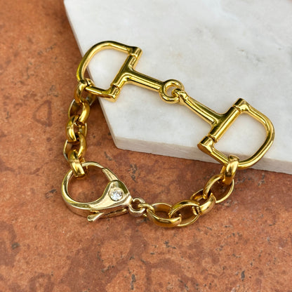 Yellow Gold-Plated Double Horse Bit Oval Link Bracelet