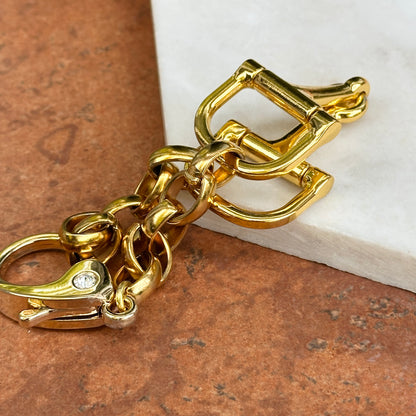 Yellow Gold-Plated Double Horse Bit Oval Link Bracelet