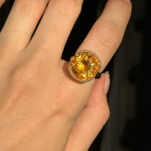 Load image into Gallery viewer, Estate 14KT Yellow Gold Round Citrine Diamond Halo Ring