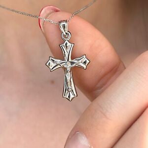 10KT White Gold Reversible Crucifix Cross Pendant