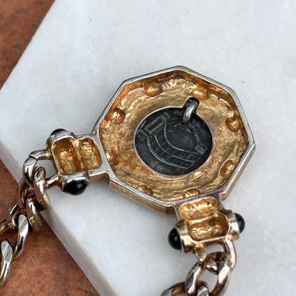 Estate Silver/ Yellow-Tone Replica Roman Coin Chain Necklace - LSJ