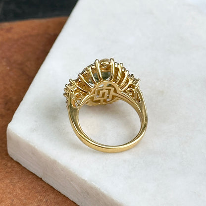 Yellow Gold-Plated Sterling Silver Emerald Cut Blue Topaz + White Topaz Ring