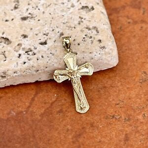 10KT Yellow Gold Detailed Crucifix Cross Pendant Charm