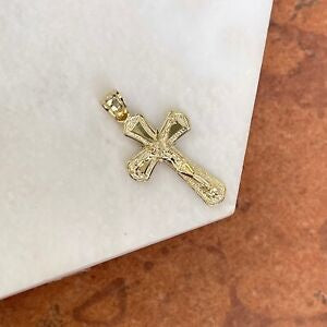 10KT Yellow Gold Detailed Crucifix Cross Pendant Charm