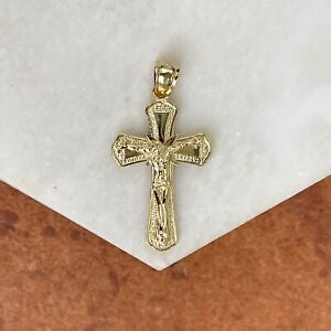 10KT Yellow Gold Detailed Crucifix Cross Pendant Charm