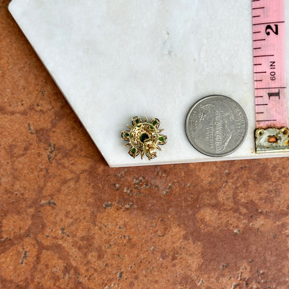 Sterling Silver Yellow Gold-Plated Chrome Green Gemstone + Cubic Zirconia Earrings