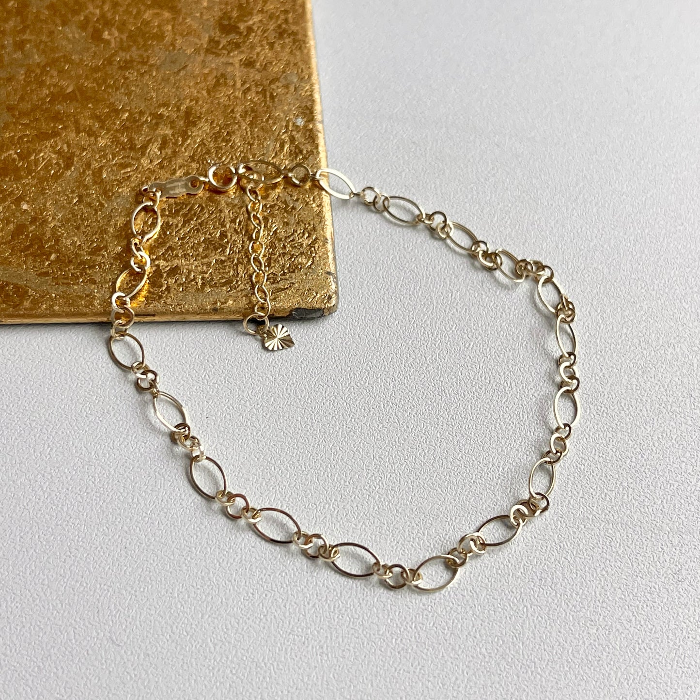 14KT Yellow Gold Oval Chain Link Anklet
