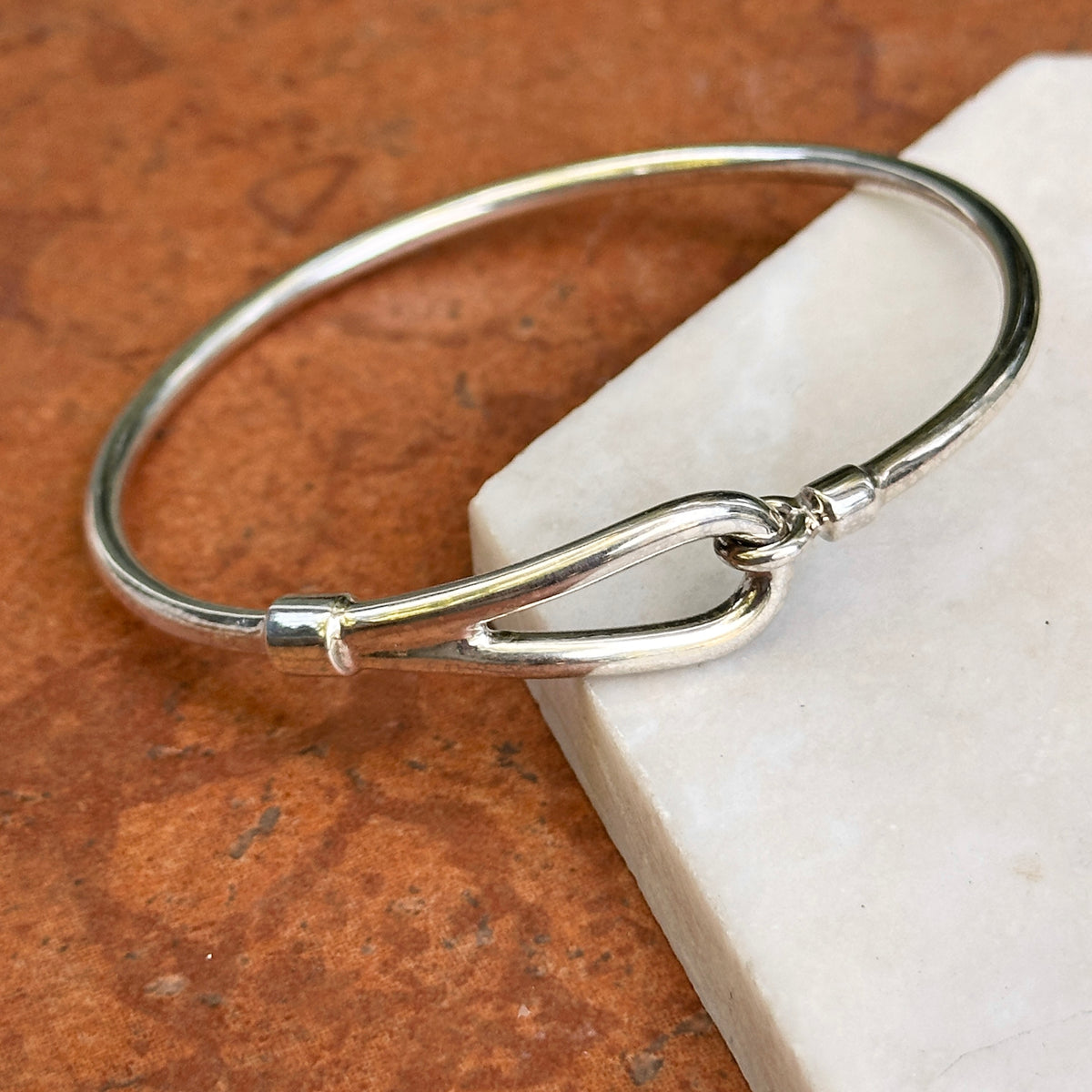 Estate Sterling Silver Hook Slip-On Bangle Bracelet