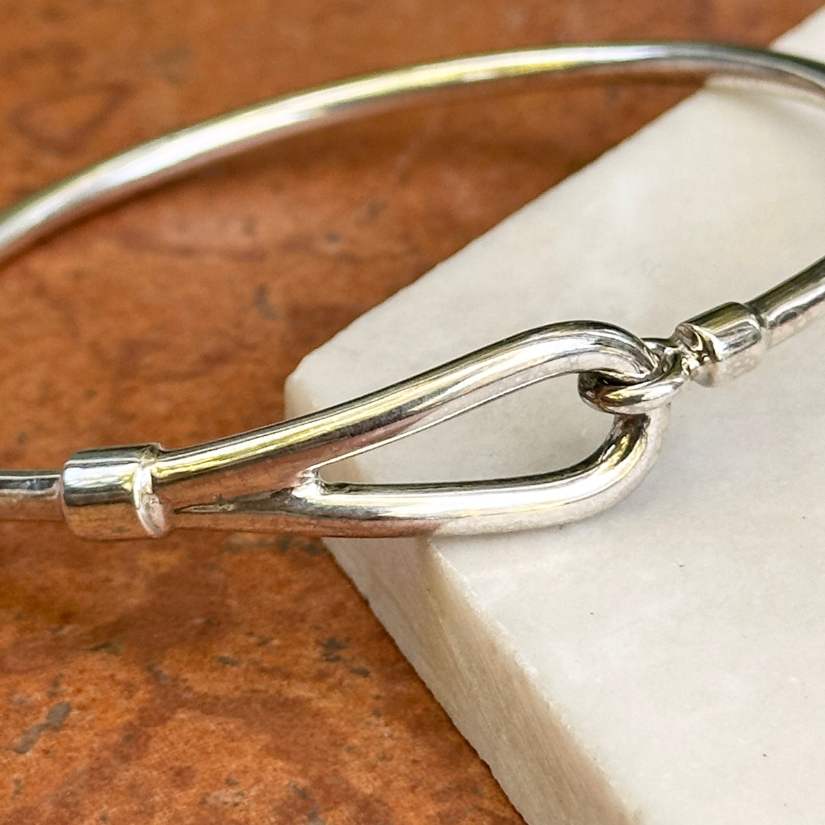 Estate Sterling Silver Hook Slip-On Bangle Bracelet