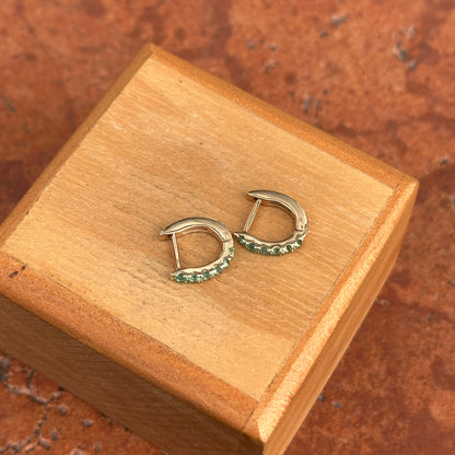 14KT Yellow Gold Emerald Huggie Hoop Earrings