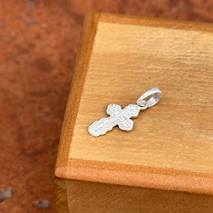 Sterling Silver Matte Mini Eastern Orthodox Cross Pendant Charm