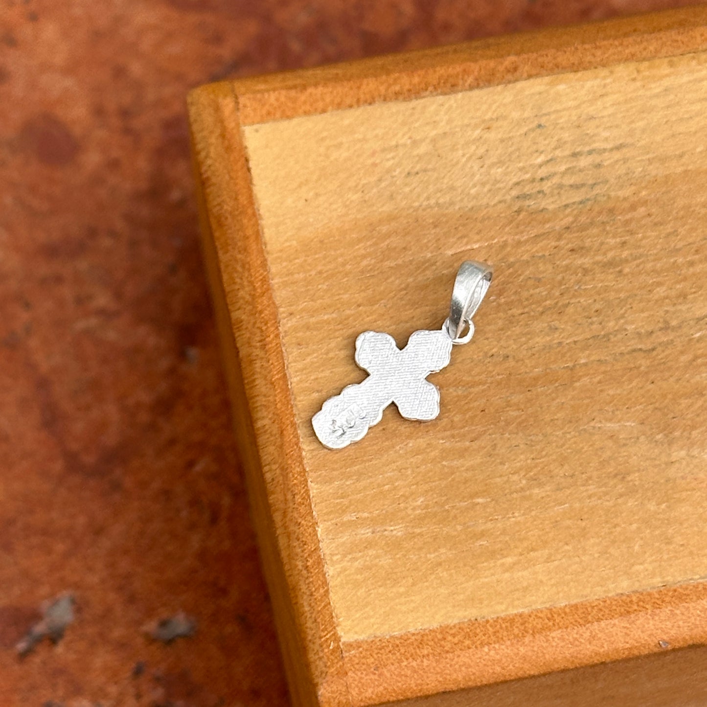 Sterling Silver Matte Mini Eastern Orthodox Cross Pendant Charm