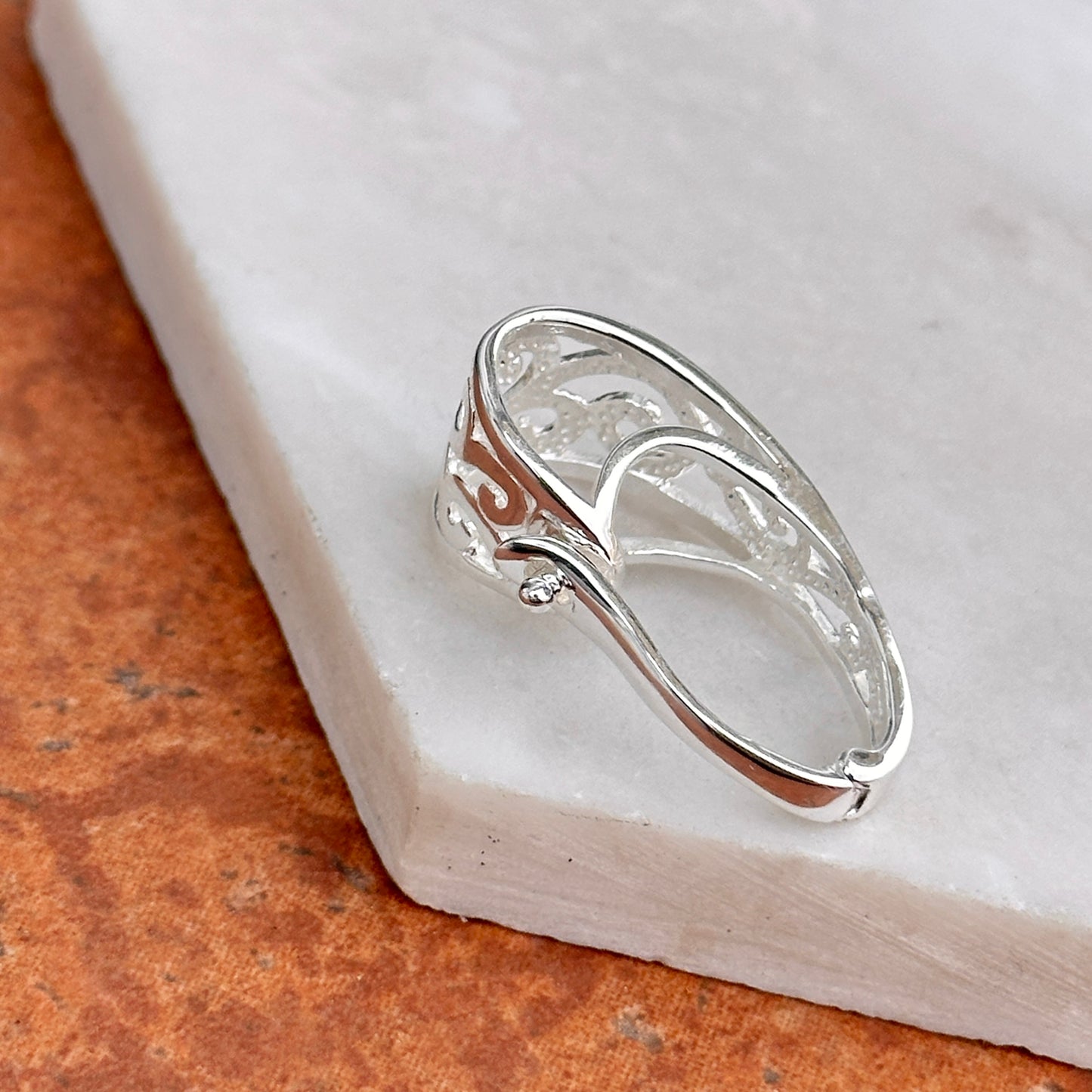 Sterling Silver Filigree Pendant Enhancer Omega Pearls Large - LSJ