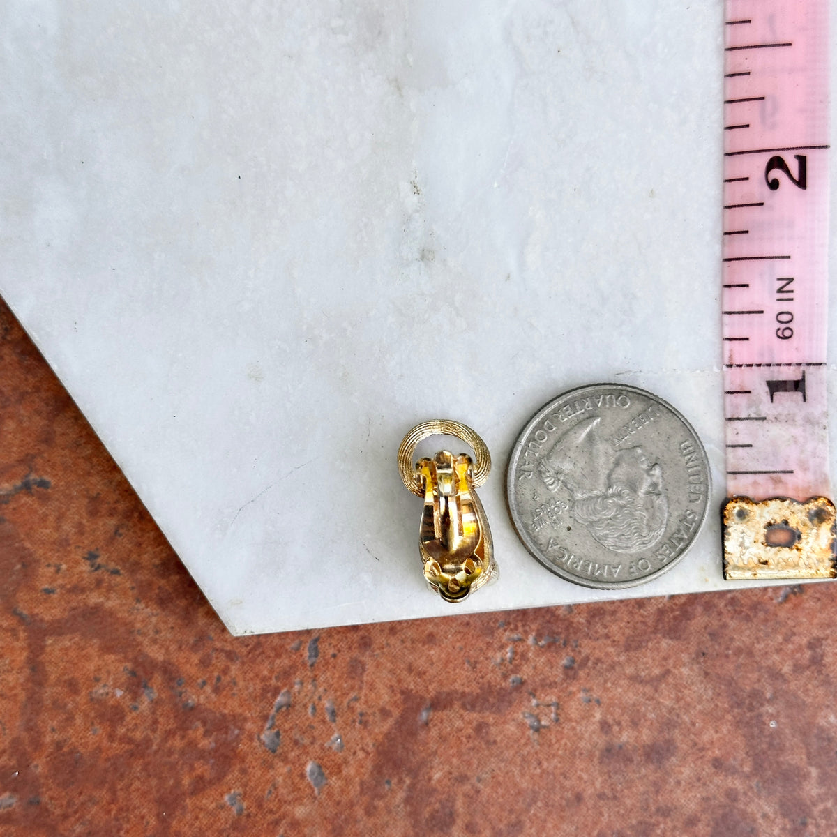 Estate Gold-Tone Horse Head Door Knocker Clip-On Earrings