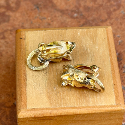 Estate Gold-Tone Horse Head Door Knocker Clip-On Earrings