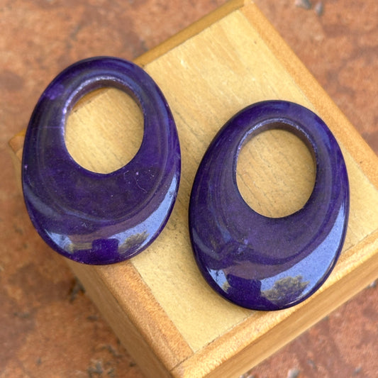 Estate Purple Gemstone Oval Door Knocker Earring Charms