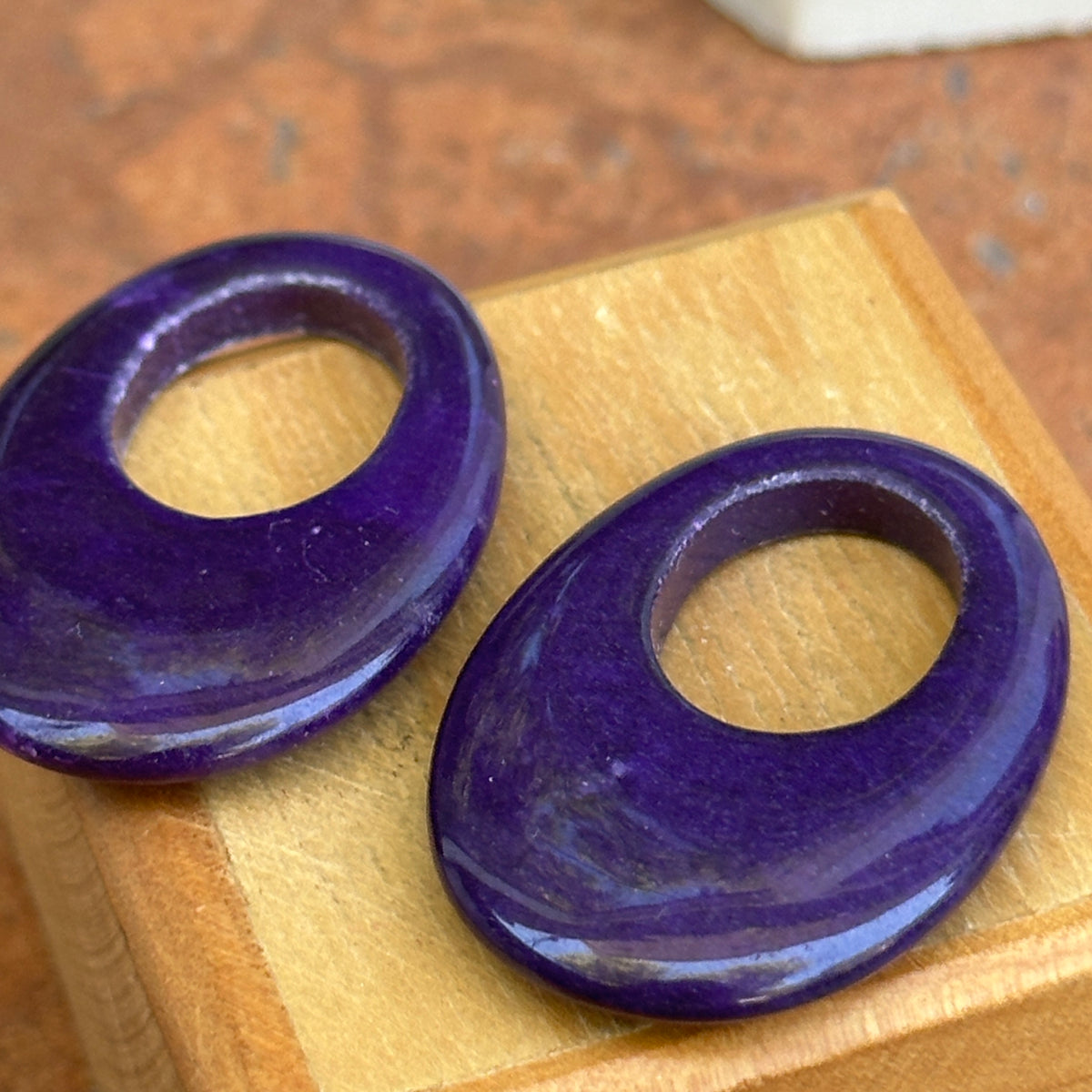 Estate Purple Gemstone Oval Door Knocker Earring Charms