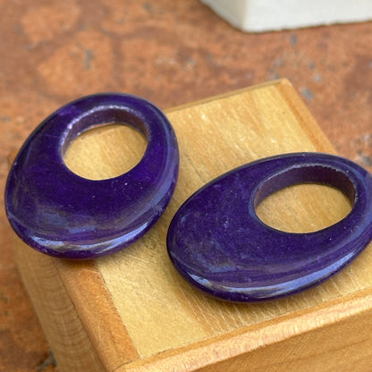 Estate Purple Gemstone Oval Door Knocker Earring Charms