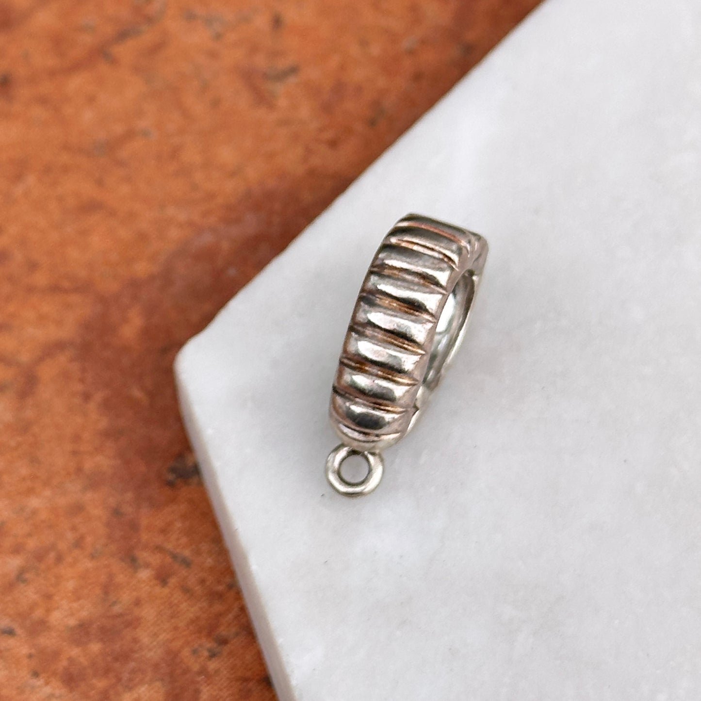 Sterling Silver Ribbed Design Enhancer Magnetic Bail