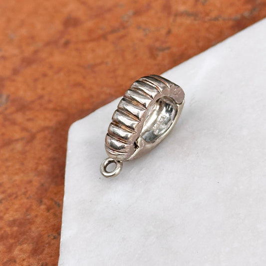 Sterling Silver Ribbed Design Enhancer Magnetic Bail