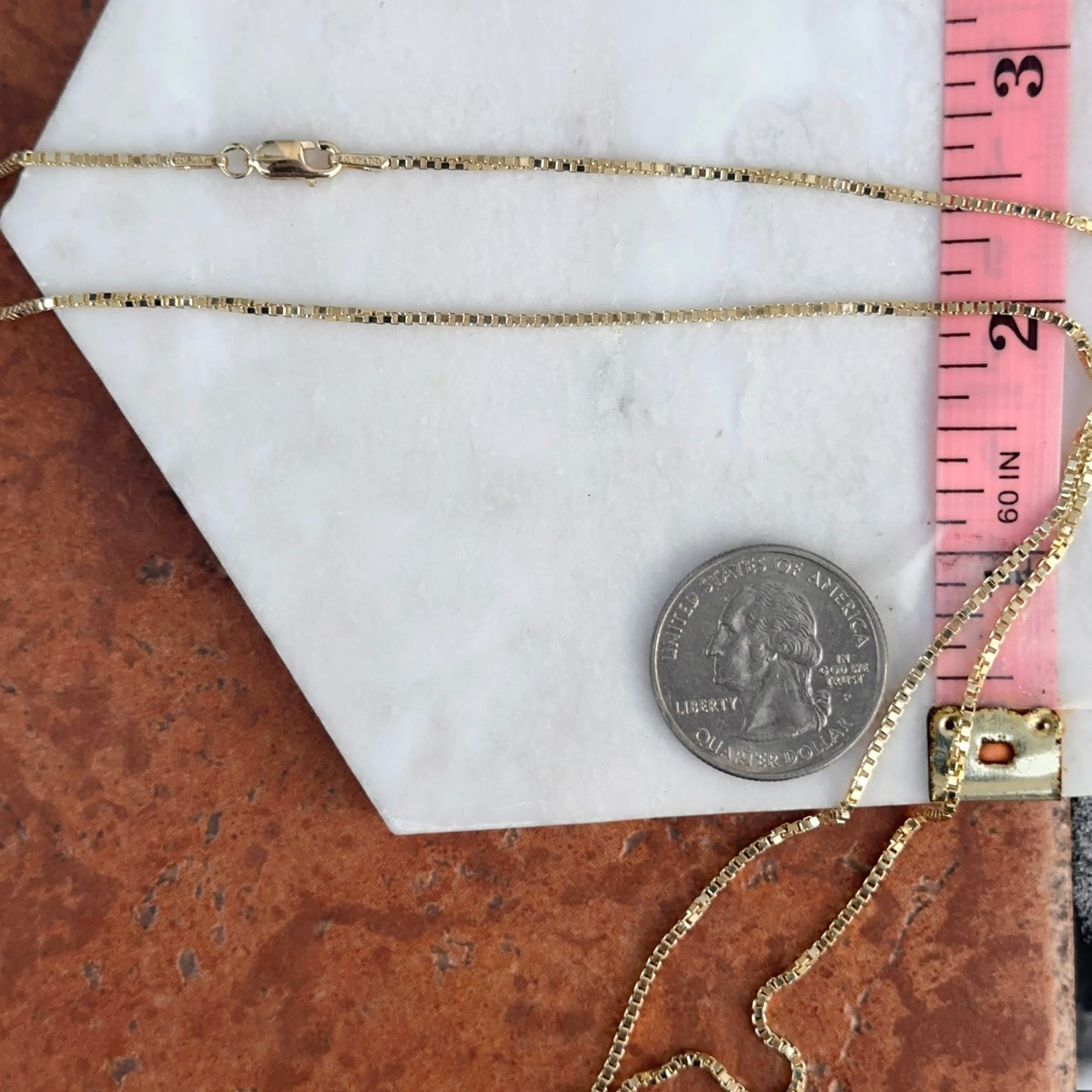 14KT Yellow Gold 1.5mm Solid Box Chain Necklace