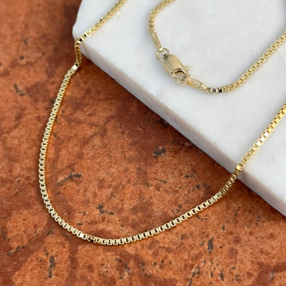 14KT Yellow Gold 1.5mm Solid Box Chain Necklace