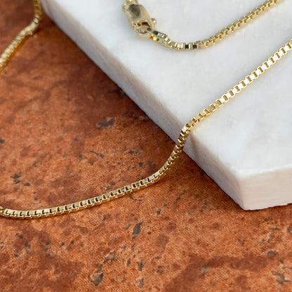 14KT Yellow Gold 1.5mm Solid Box Chain Necklace