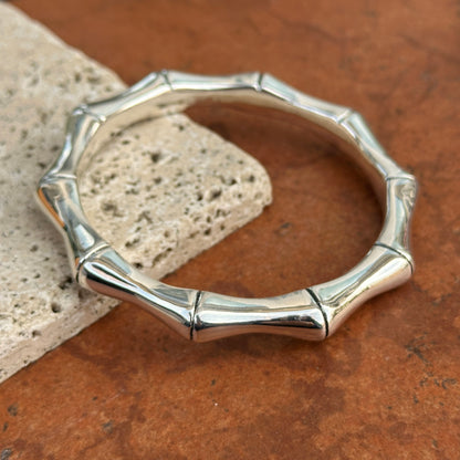 Sterling Silver Bamboo Design Bangle Bracelet