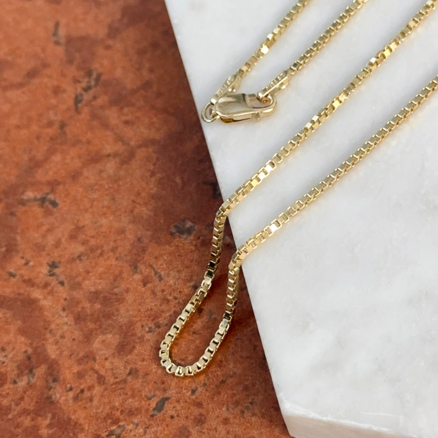 14KT Yellow Gold 1.5mm Solid Box Chain Necklace