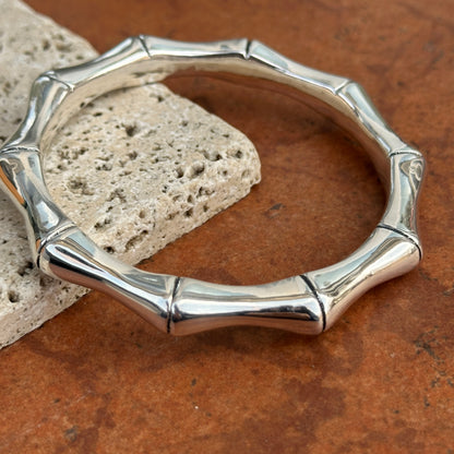 Sterling Silver Bamboo Design Bangle Bracelet