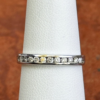 Estate 14KT White Gold Channel-Set .18 CT Diamond Band Ring