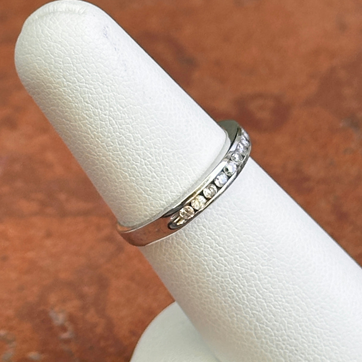 Estate 14KT White Gold Channel-Set .18 CT Diamond Band Ring
