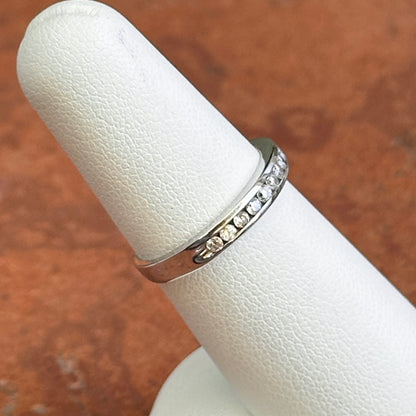 Estate 14KT White Gold Channel-Set .18 CT Diamond Band Ring