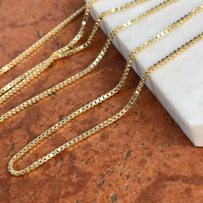 14KT Yellow Gold 1.5mm Solid Box Chain Necklace