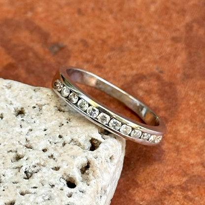 Estate 14KT White Gold Channel-Set .18 CT Diamond Band Ring