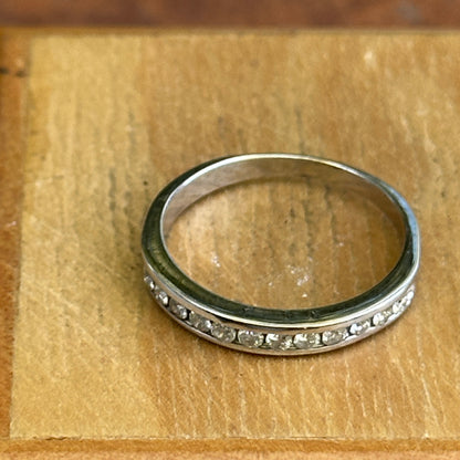 Estate 14KT White Gold Channel-Set .18 CT Diamond Band Ring