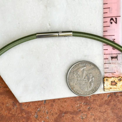 Stainless Steel Green 4mm Spiral Collar Necklace 16.5"