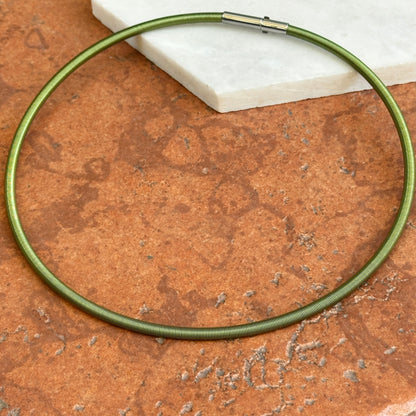 Stainless Steel Green 4mm Spiral Collar Necklace 16.5"