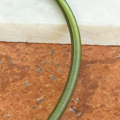 Stainless Steel Green 4mm Spiral Collar Necklace 16.5"