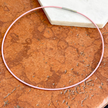 Stainless Steel Baby Pink 2mm Spiral Cord Necklace 16.5"