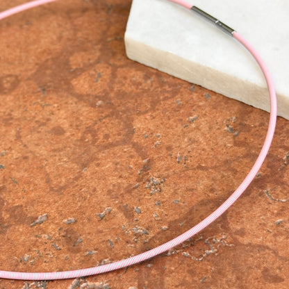 Stainless Steel Baby Pink 2mm Spiral Cord Necklace 16.5"