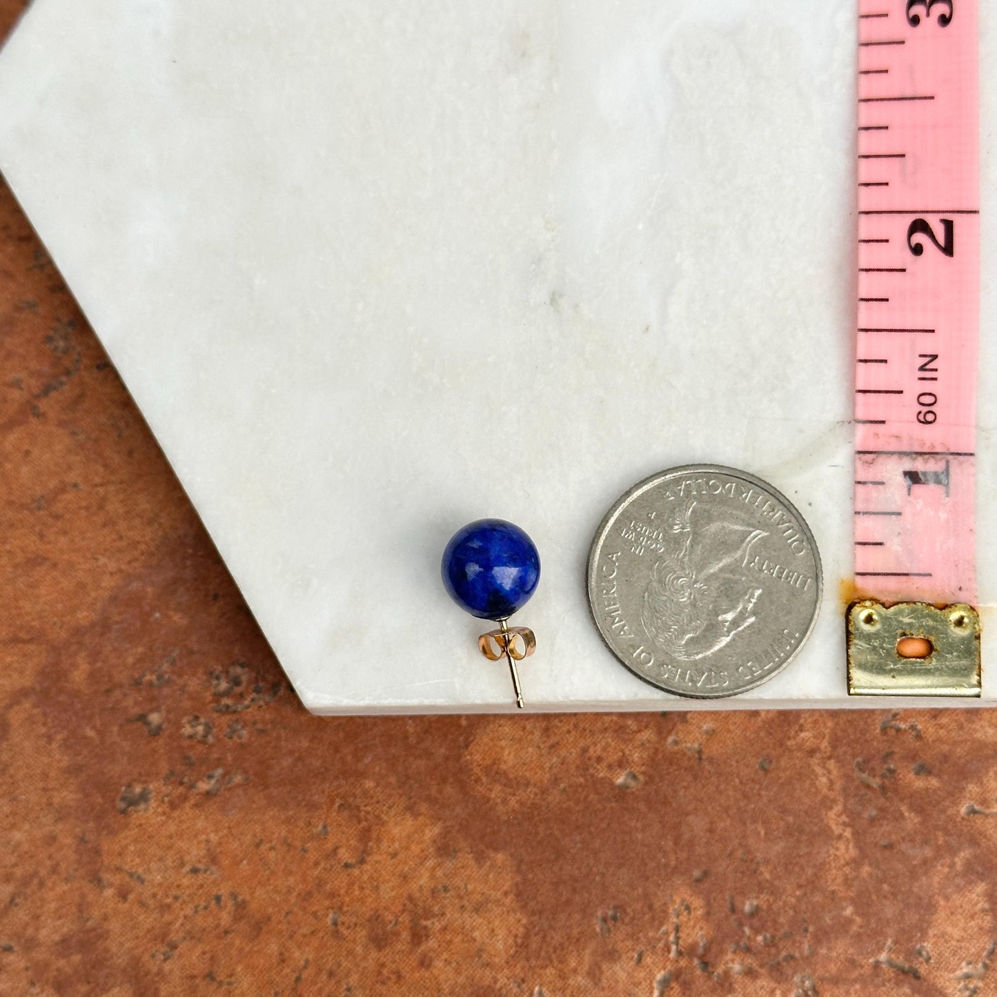 Estate 14KT Yellow Gold Blue Lapis Ball Stud Earrings