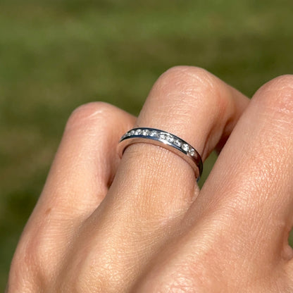 Estate 14KT White Gold Channel-Set .18 CT Diamond Band Ring