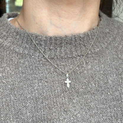 Sterling Silver Matte Mini Eastern Orthodox Cross Pendant Charm