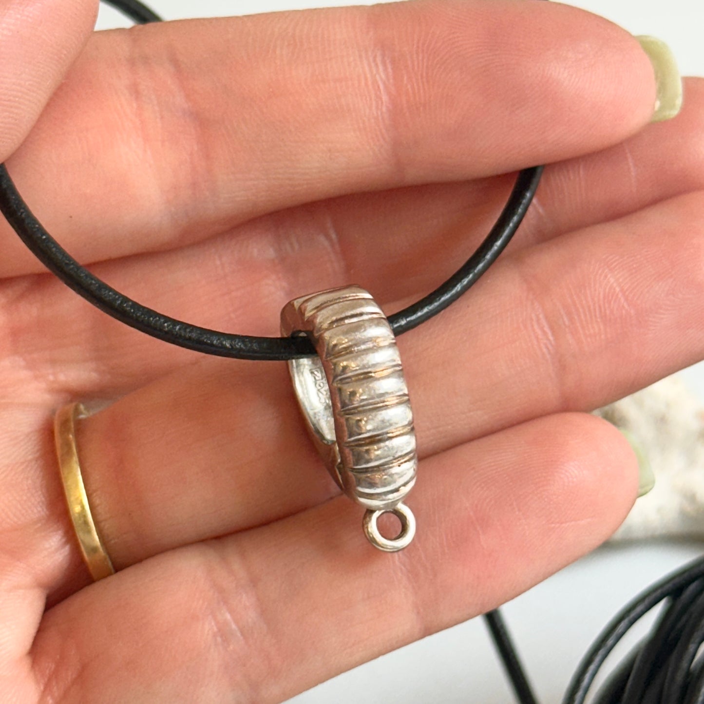 Sterling Silver Ribbed Design Enhancer Magnetic Bail