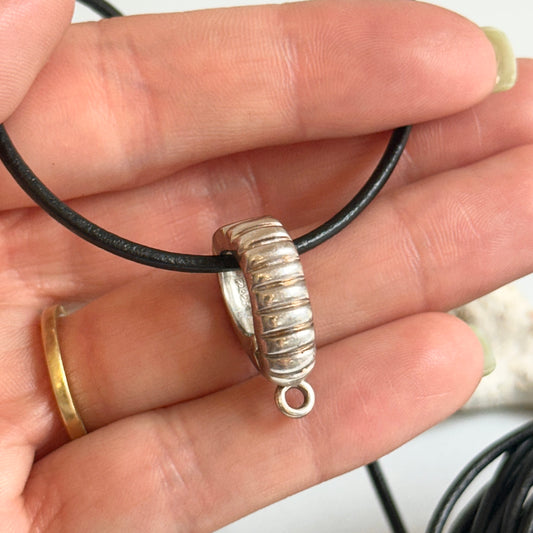 Sterling Silver Ribbed Design Enhancer Magnetic Bail