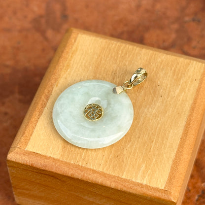 Vintage 14KT Yellow Gold Pale Green Celadon Jade with Pendant