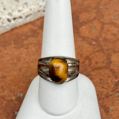 Estate Sterling Silver Oval Cabochon Tiger's Eye Ring