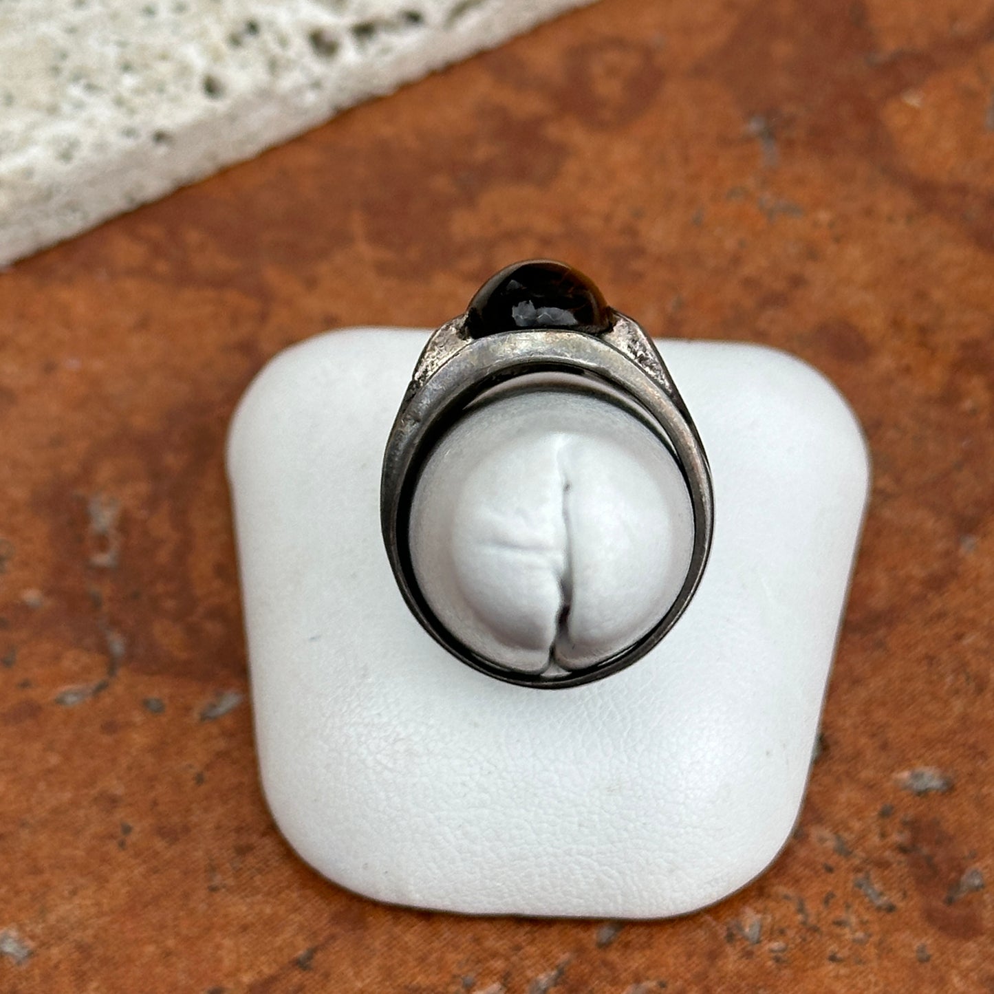 Estate Sterling Silver Oval Cabochon Tiger's Eye Ring